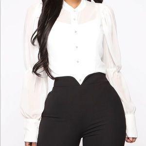 Fashion Nova Sheer White Blouse NWT